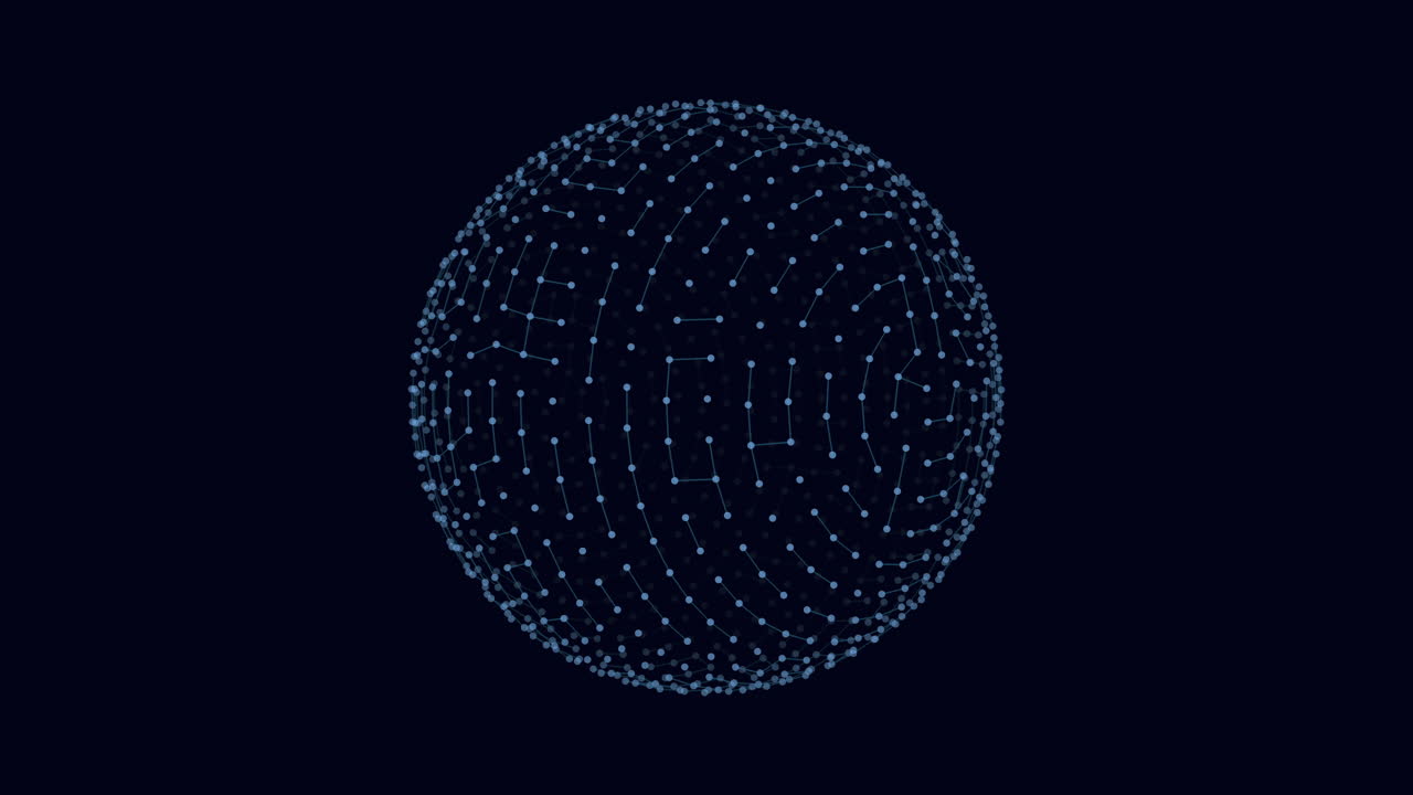 Motion abstract and futuristic sphere with dots and lines in dark space 1