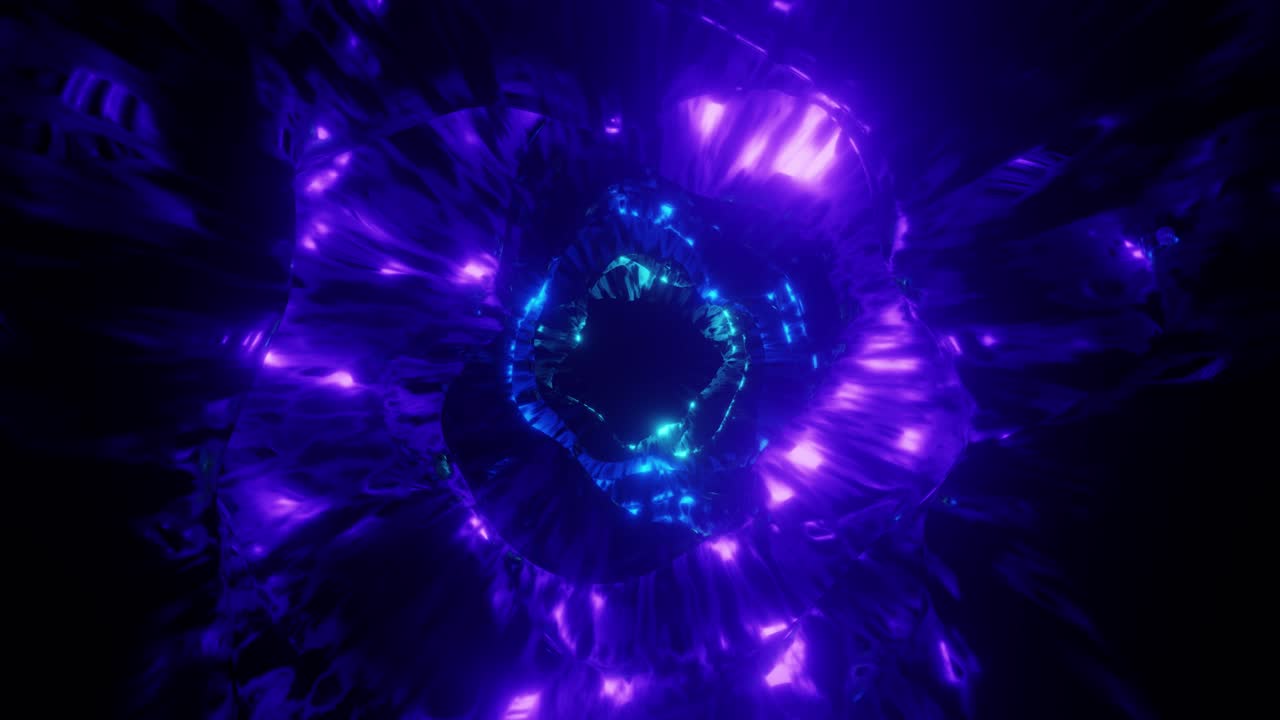 3D animation of 4K UHD neon light with glowing blue and purple color effect