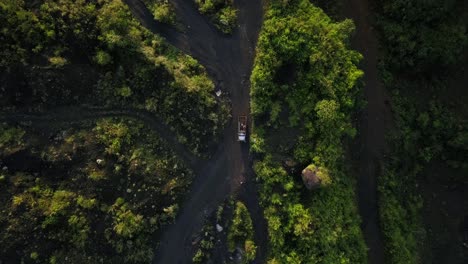 Overhead-drone-shot-of-a-truck-loading-sand