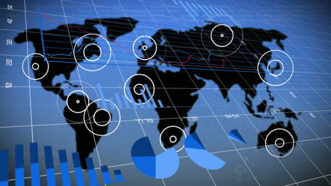 procesamiento de datos financieros contra el mapa del mundo