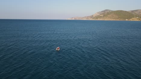 Aerial-View-of-the-Boat-in-the-Sea