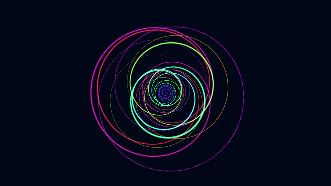 Motion rainbow spiral lines in dark space