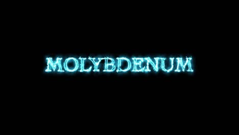 molibdeno, elemento químico, escrito con fuego.