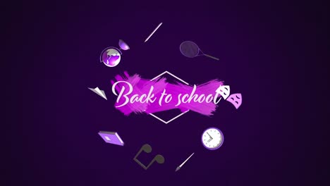 Animation-Von-Bildungssymbolen-Mit-Text-„Zurück-Zur-Schule“-Auf-Schwarzem-Hintergrund