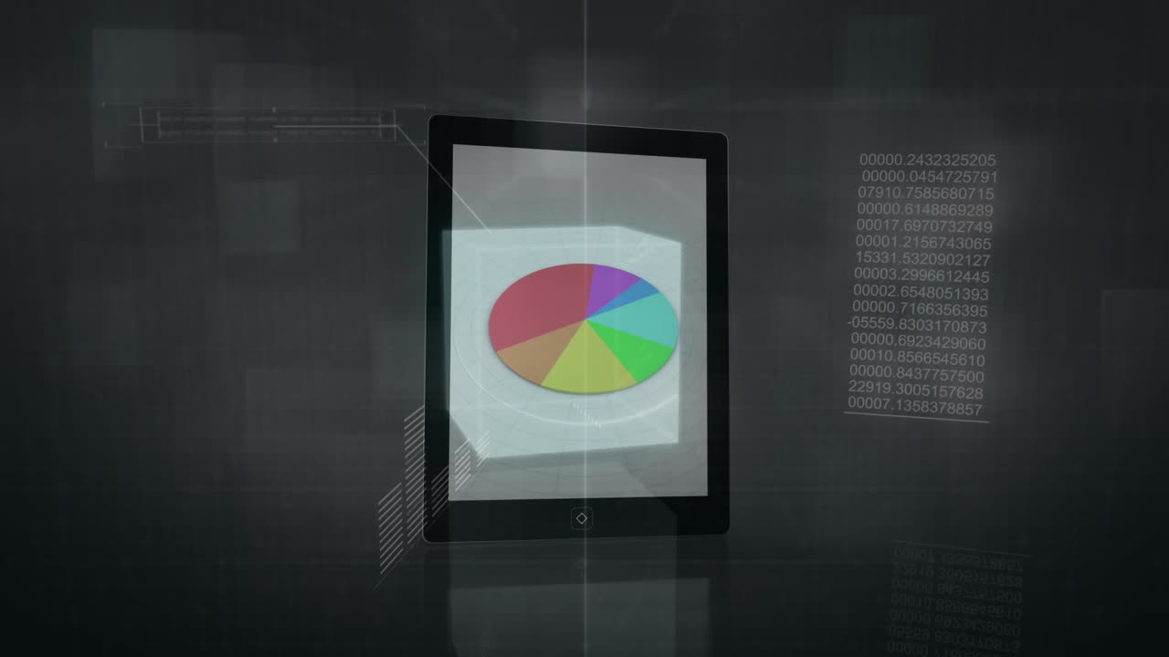 tableta digital que proyecta datos estadísticos