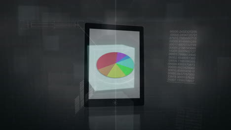 digital tablet projecting statistical data