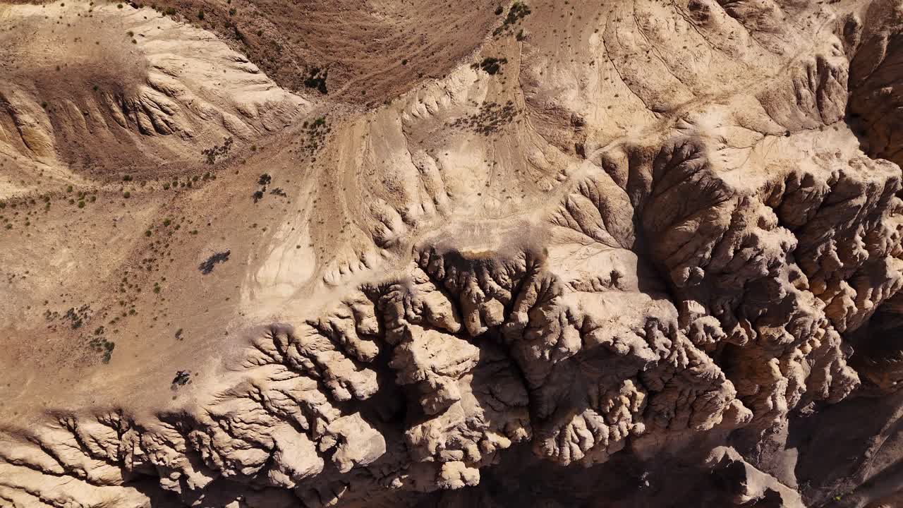 Mountain region in Lamaruru with unique landscape refers to as moon surface. Drone aerial lift
