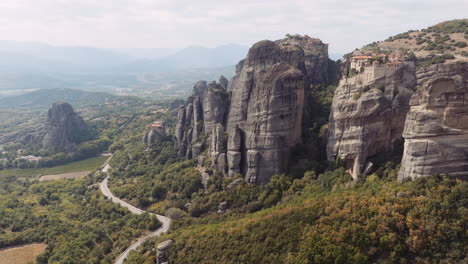 meteora monastery, greece - aerial view