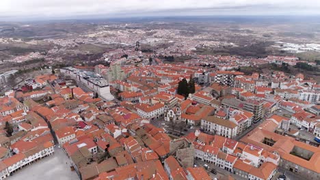 cathedral and city of guarda in portugal aerial view