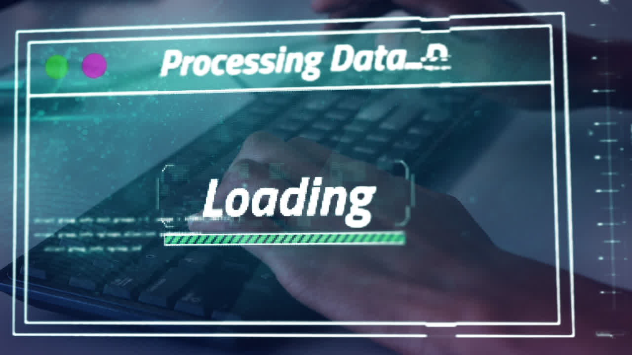 Animation of data processing over businessman in office