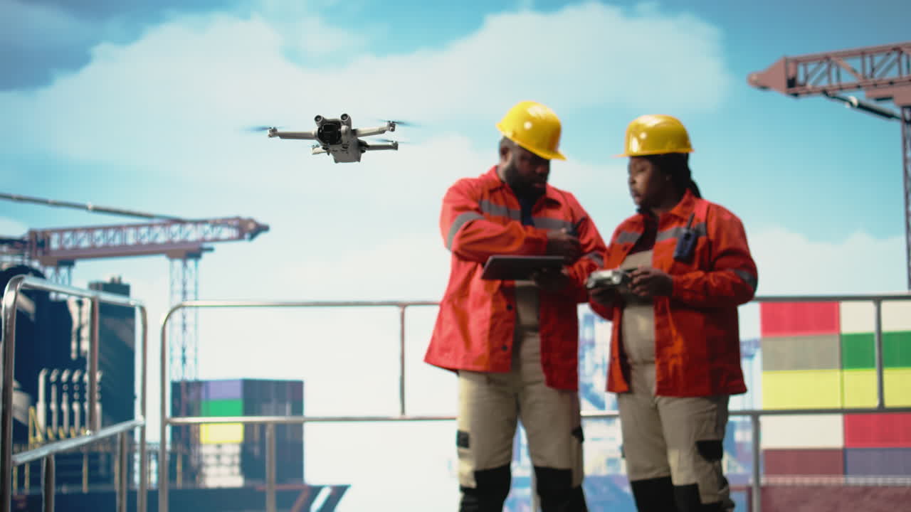 Vertical video Close up of drone gadget used by drilling rig technicians