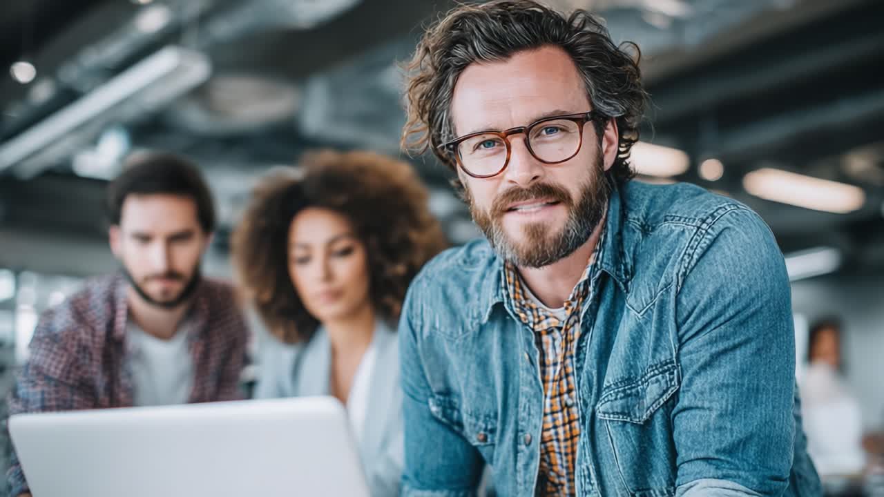 A Focused Team Collaboration: Engaging Discussion in a Modern Workspace With Creativity and Innovation at the Forefront of Their Brainstorming Session