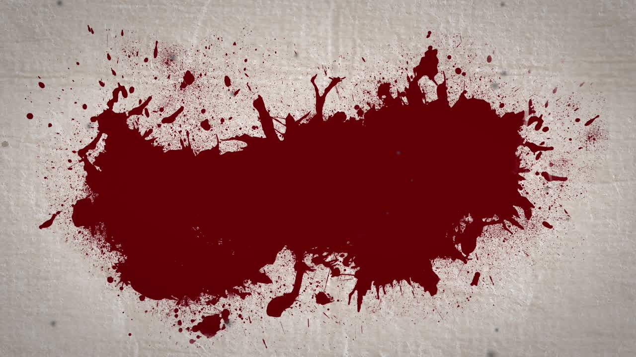 animación de una mancha de sangre sobre un fondo beige