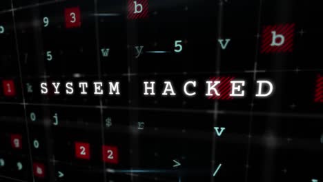Animation of Hacker text Pack of 3 text on red board over virus warning