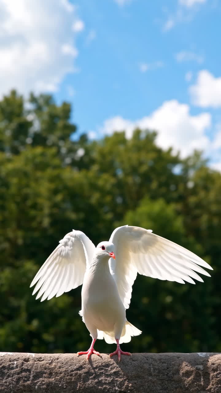 White Dove with Outstretched Wings on a Wall