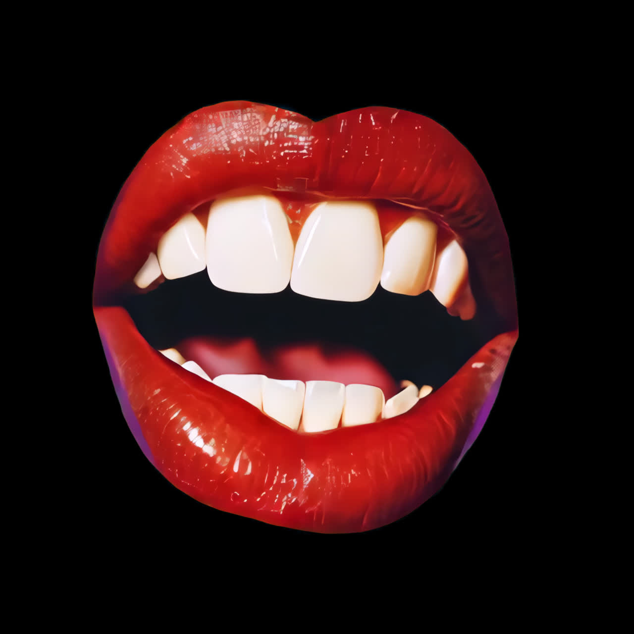 Bold lips with bright teeth animation isolated asset, transparent 4K video, alpha channel, ProRes
