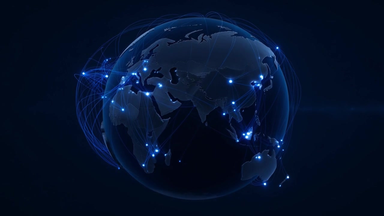 Blue Earth Globe Showing Global Communication Network