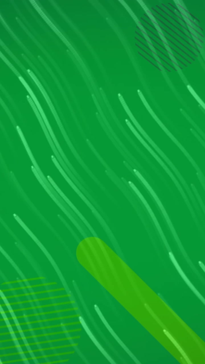 Animazione di linee e cerchi che si muovono su sfondo verde.