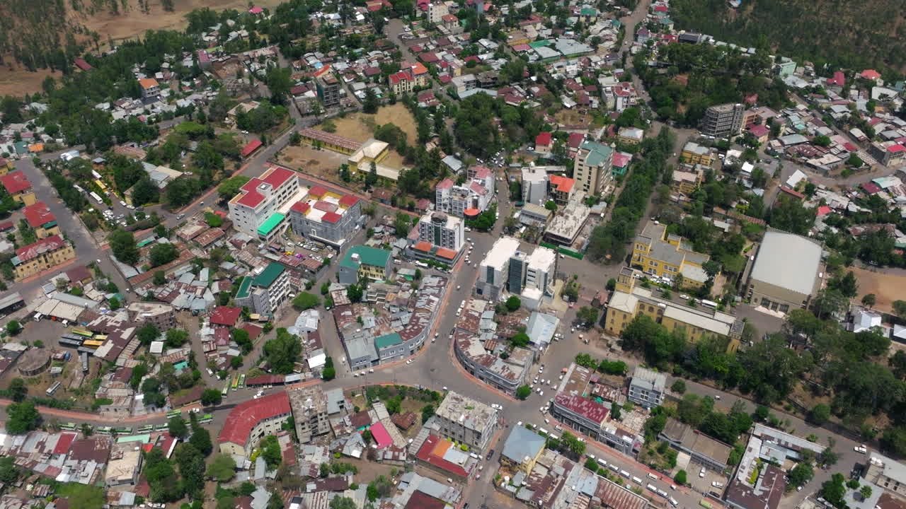 Panoramic Aerial View Of Gondar Cityscape In Northern Ethiopia.