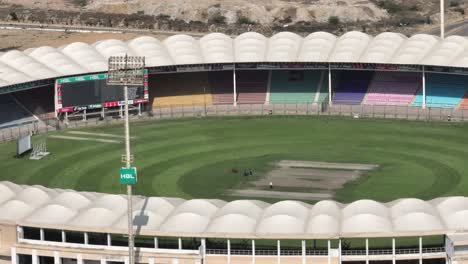 Aerial-close-up-shot-of-National-Cricket-Stadium-Karachi