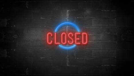 closed sign on flickering neon sign in 4k resolution