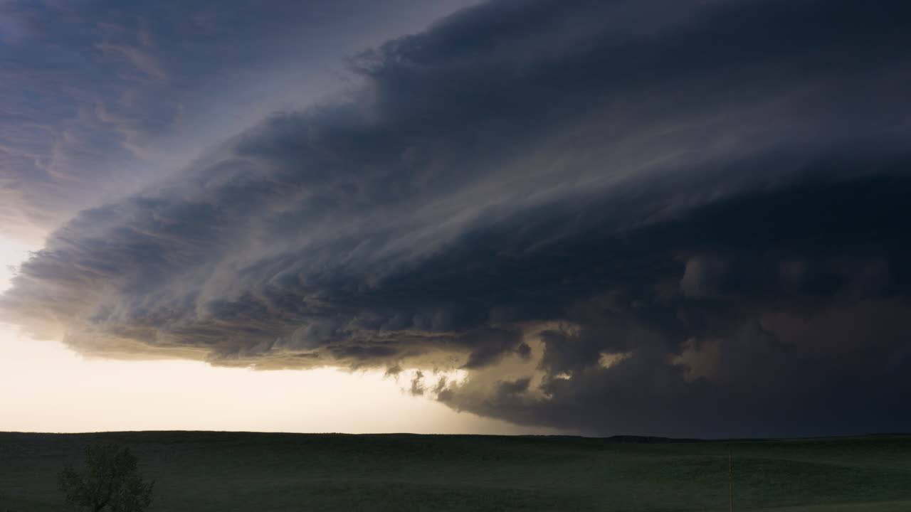 Severe Storm Clouds Moving Across Open Farm Land