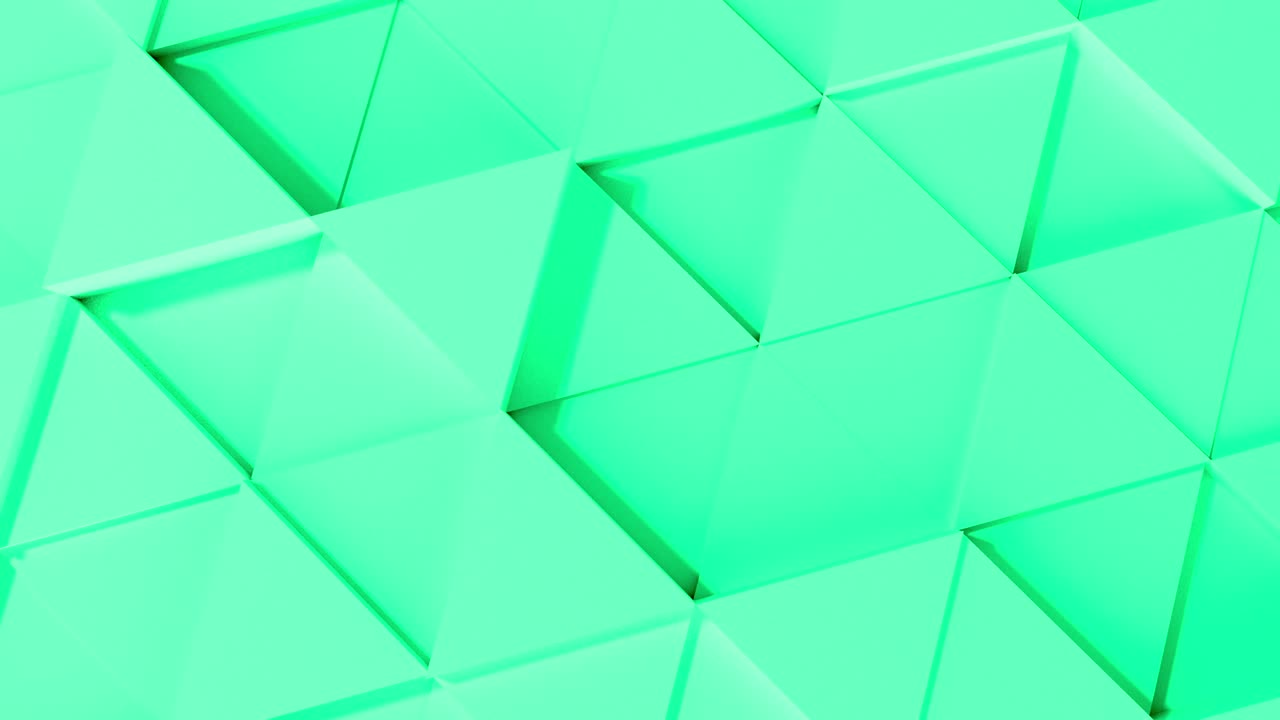 abstracto 3d geométrico triángulo verde animación de pared. 4k imágenes de renderización por computadora. bucle.
