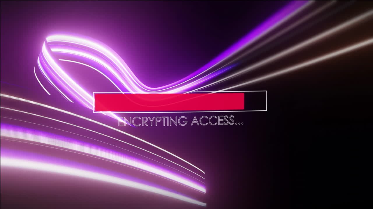 Animation of loading bar over neon purple trails