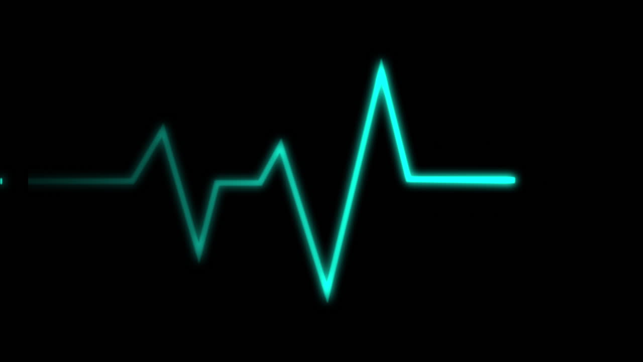 Línea de ECG animada de monitor de frecuencia cardíaca sobre fondo negro