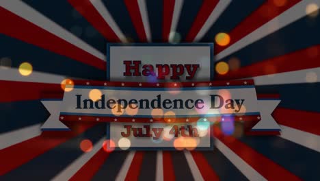 digital composite video of happy independence day july 4th text against glowing spots in background