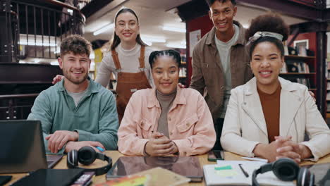 happy students in a library