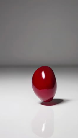 close-up of red and purple glossy objects