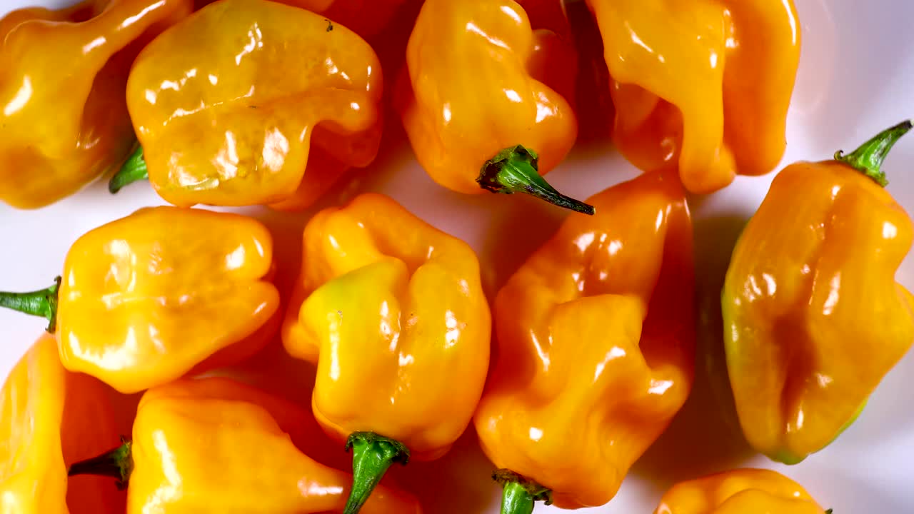 Lazy Susan rotating plate of Habanero Peppers