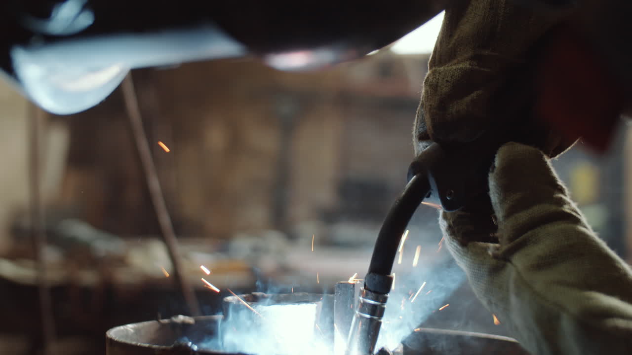 Close Up of Welding Iron Detail in Workshop