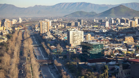 horizonte de santiago de chile lapso de tiempo en el centro de la ciudad