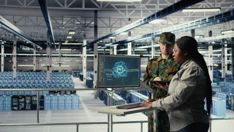 army specialists in server room use advanced ai tools to review information