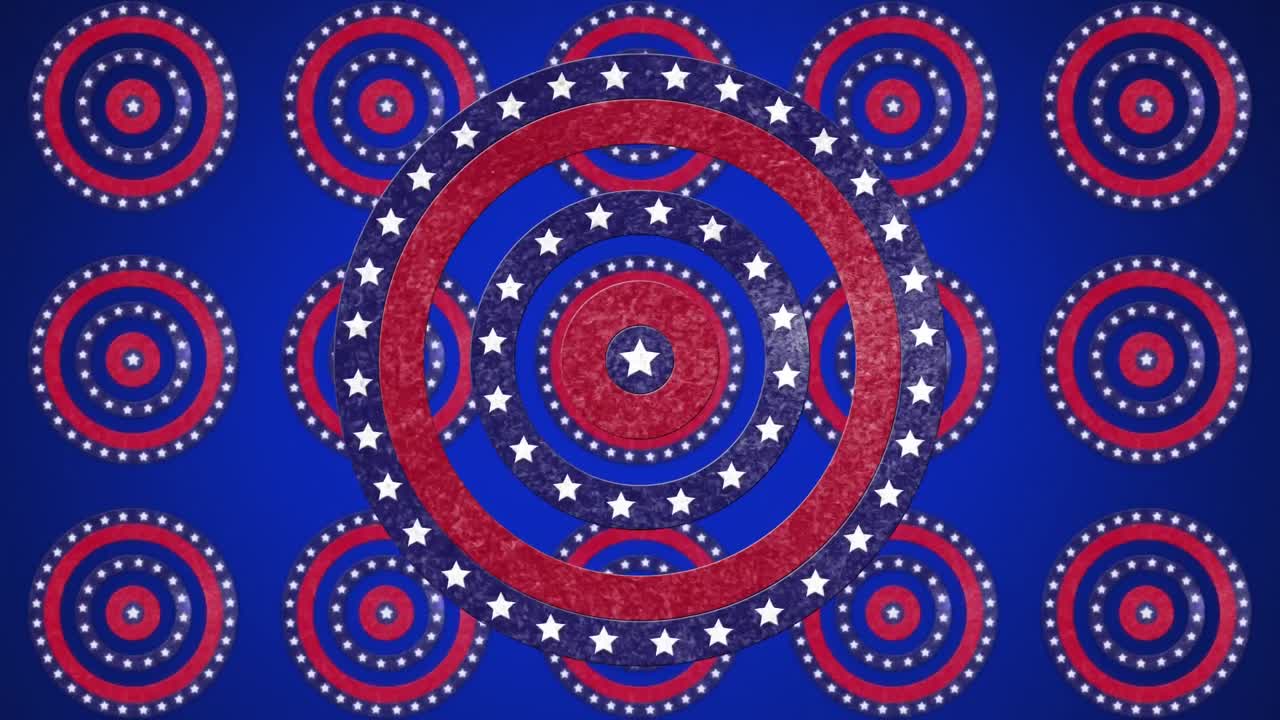 анимация круга на рядах кругов, вращающихся с звездами и полосами американского флага