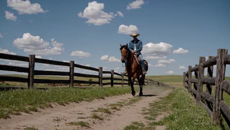 cowboy riding a horse on a trail