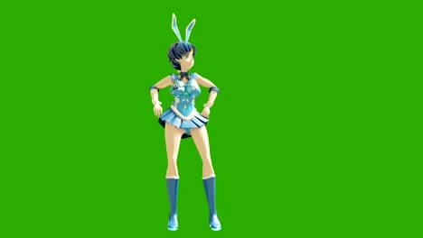 animación bailando caricaturas chicas de anime. chica en el estilo de baile de anime. bucle sin costuras de alta calidad en fondo verde.
