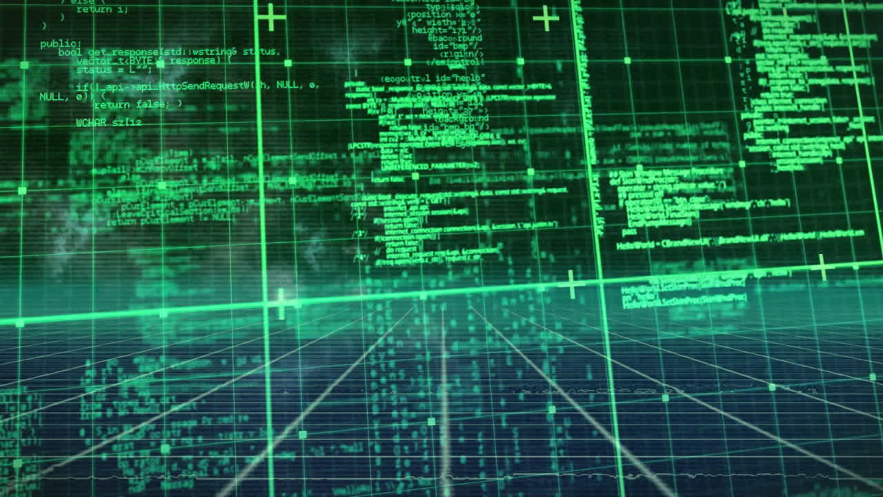 animazione dell'elaborazione dei dati digitali su sfondo nero