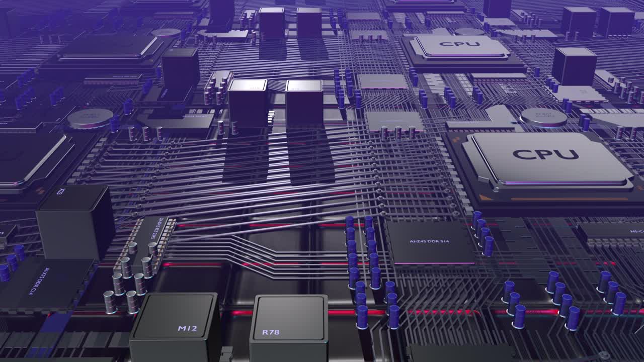 Powerful Server Processor On Motherboard. Analyzing Data Flow.