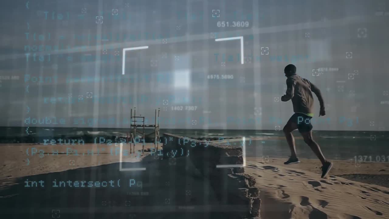 해변에서 달리는 사람에 대한 데이터 처리 범위