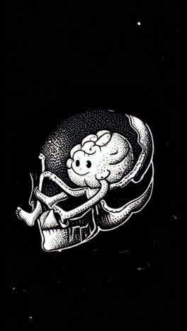 cartoon brain inside a skull illustration