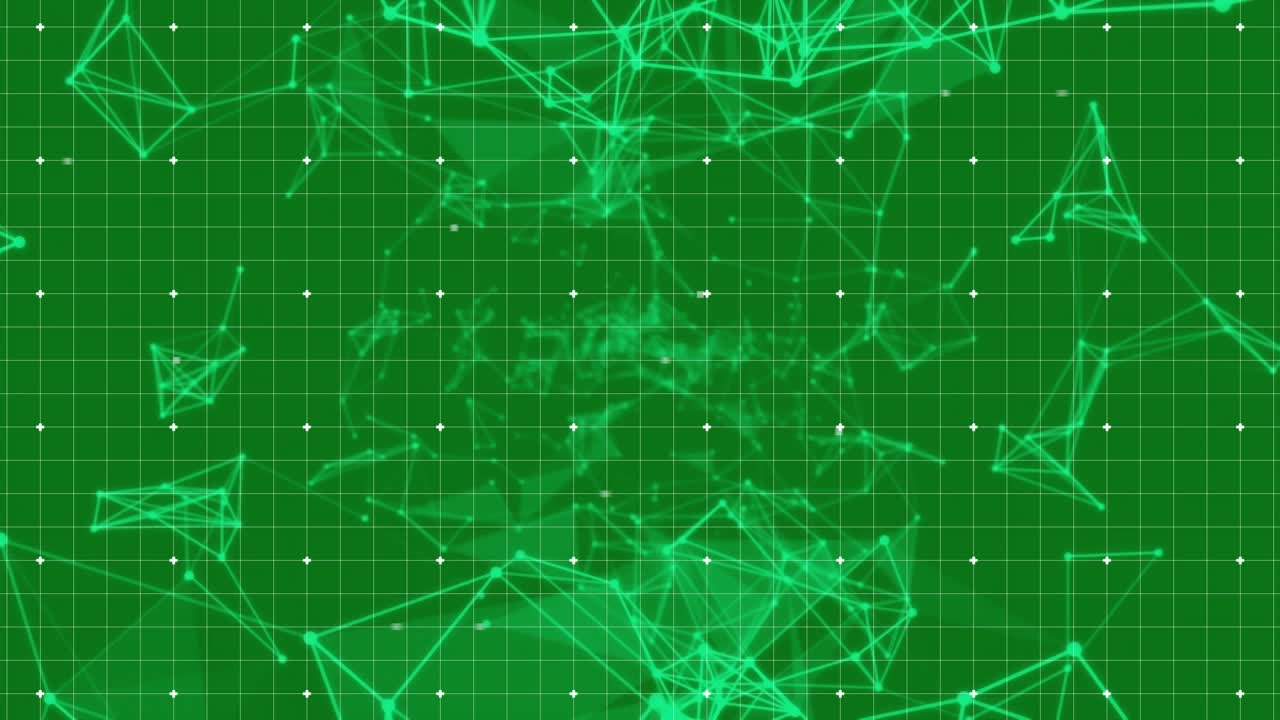 Animation of network of connections on green background