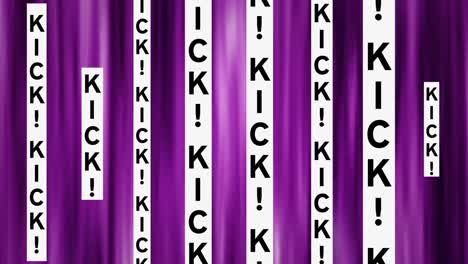 animation of kick text over purple moving background