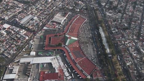 aerial view over central de autobuses del norte in mexico city