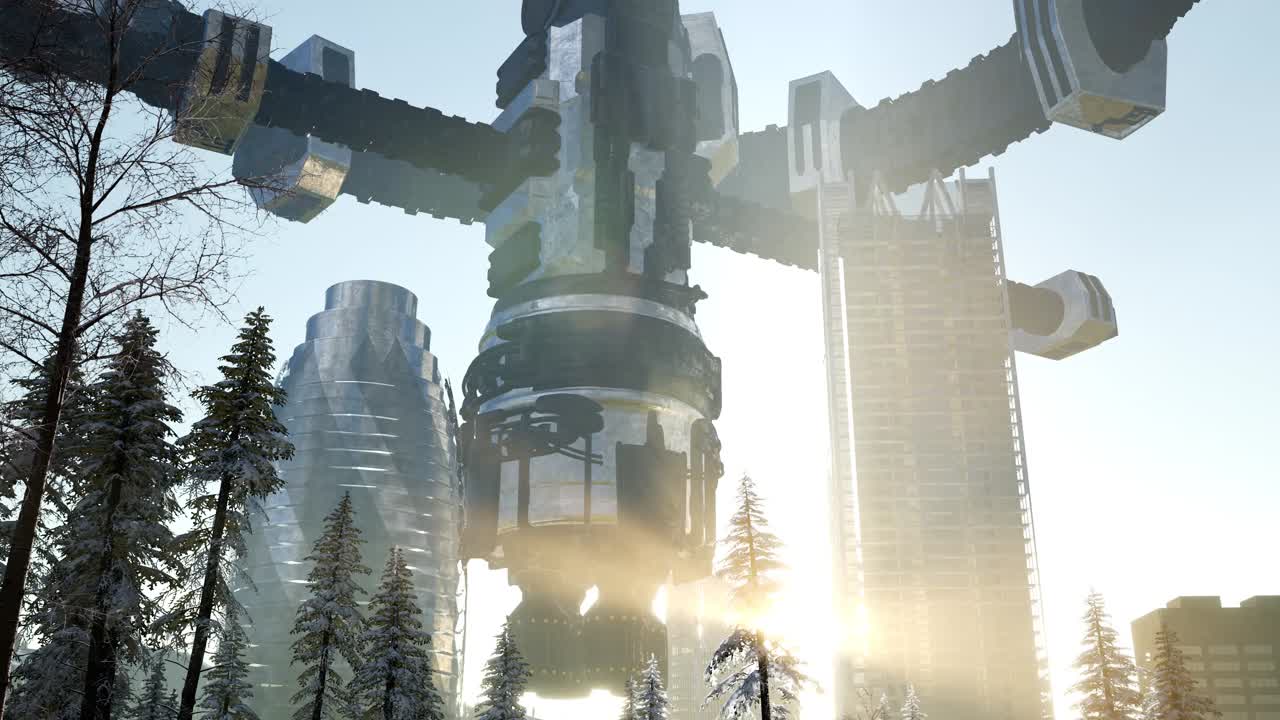 도시 위의 외계인 우주선