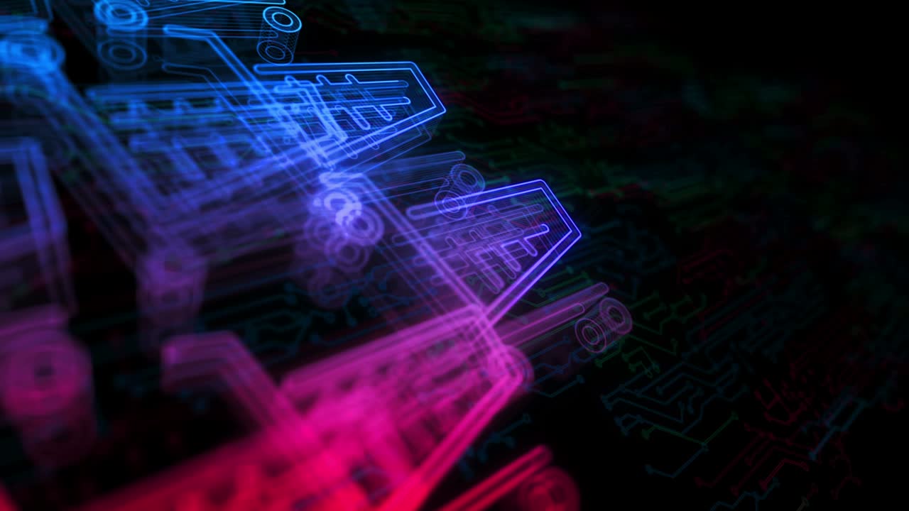 Shopping cart icon online commerce and business symbol cyber loop concept