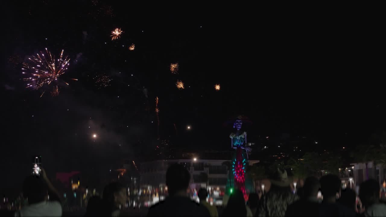 espectáculo de fuegos artificiales por la noche