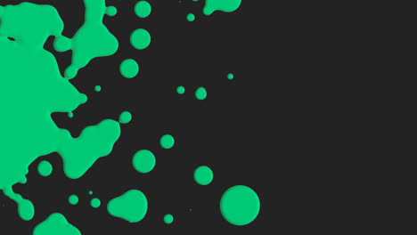 Abstract-flowing-green-liquid-and-splashes-spots-on-black-gradient